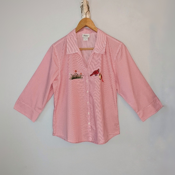 Vintage Distinct Striped Button Down Top Large - Picture 3 of 12